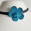 Yılbaşı Hediyesi Turkuaz Süet Çiçekli Choker