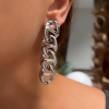Zincir Tasarımlı Parlak Metal Küpe,gümüş