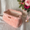 Tüylü Yumoş Pembe Burslu Clutch Çanta