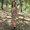 Leopar Desenli Volanlı Kimono Elbise