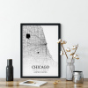 Modern Chicago Şehir Tablosu Siyah Beyaz Çerçeveli