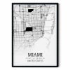 Modern Miami Şehir Tablosu Siyah Beyaz Çerçeveli