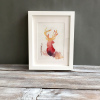 Modern Wall Art  Geyik  3'lü Dijital Baskı Set  Orjinal Suluboya Resim