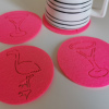 Pink Keçe Bardak Altlığı 4'Lü Set ( Flamingo ve Martini)