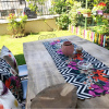 RealHomes Geometrik Zeminde Pastel Çiçekler Özel Tasarım Runner