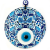 Luvi Glass 16 Cm Nazarlı Mavi-beyaz Çiçek Desen Cam Duvar Süsü