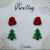 Yılbaşı Özel Mini Set Düğüm Ve Karlı Çam Ağacı Polimer Kil Küpe
