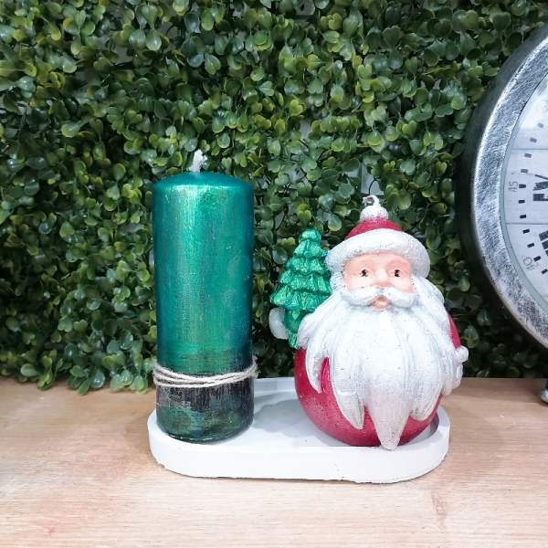 Yeni Yıl Silindir Mum Ve Noel Baba Mum Seti