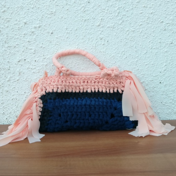 El Örgüsü Pembe Lacivert El Çantası