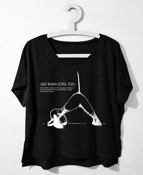 Aşağı Bakan Köpek Pozu- Yoga Salaş Tshirt (Siyah-Gri-Beyaz)