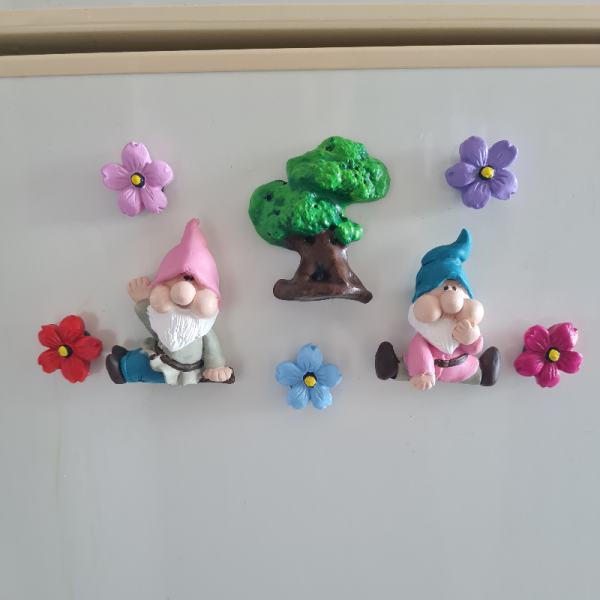 Sevimli 2 Li Cüce,çiçek ,ağaç Magnet Set 