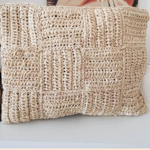 Hasır Patchwork Clutch Çanta