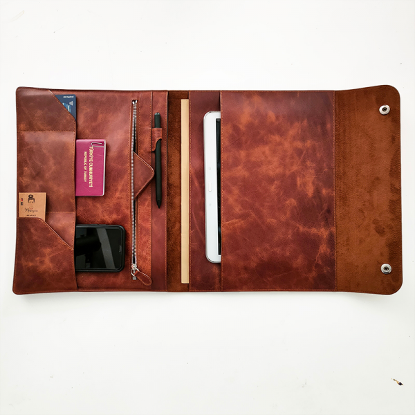 Misingpiece M1 Çipli Macbook Air13 İnç Gerçek Deri Organizer Tablet Kılıfı