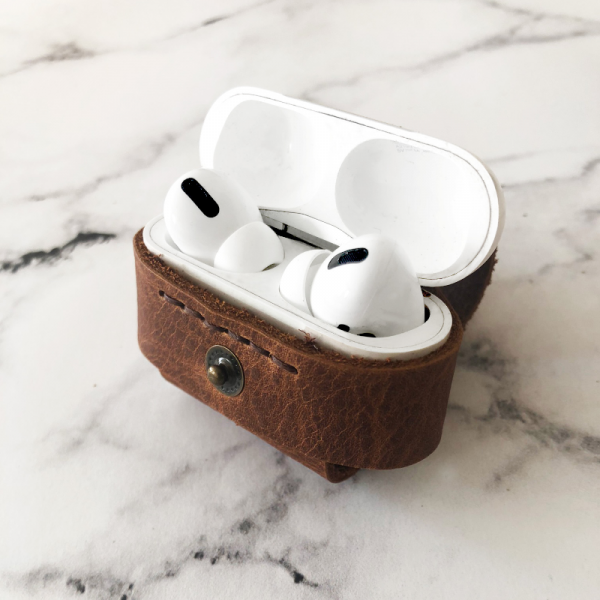 Hakiki Deri Apple Kulaklık Kılıfı (3. Nesil) Kahverengi