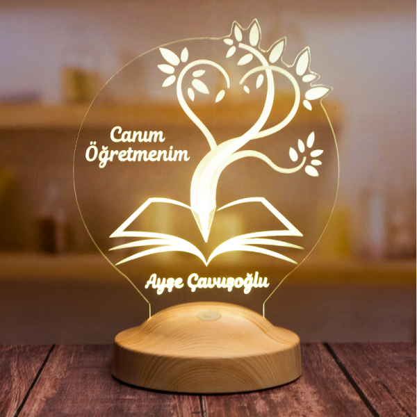 Öğretmene Hediye, Mezuniyet Hatırası Hediyesi, Öğretmenler Günü Hediyesi, Kişiye Özel 3 Boyutlu Led Lamba (kü...