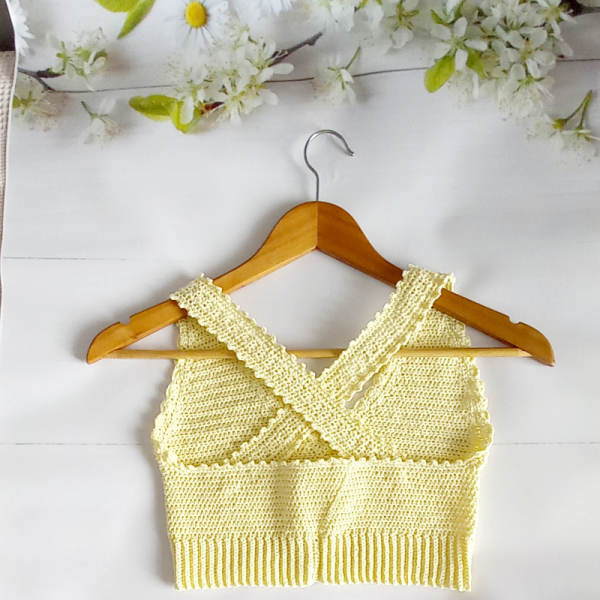Sarı Örgü Crop Top