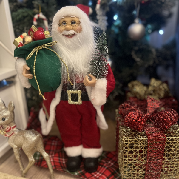 Noel Baba Yeşil Çuvallı 45 Cm Yılbaşı Yeniyıl Newyear Christmas Çam Agaçlı