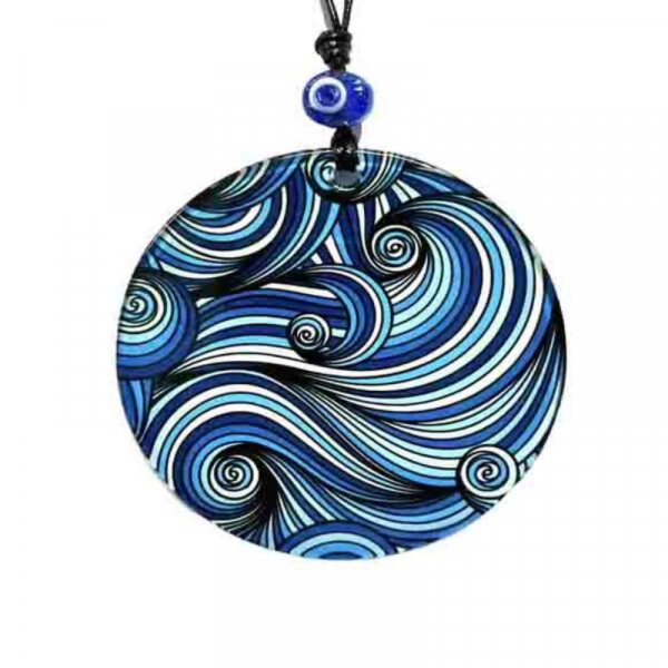 Luvi Glass 16 Cm Dalga Desen Cam Duvar Süsü