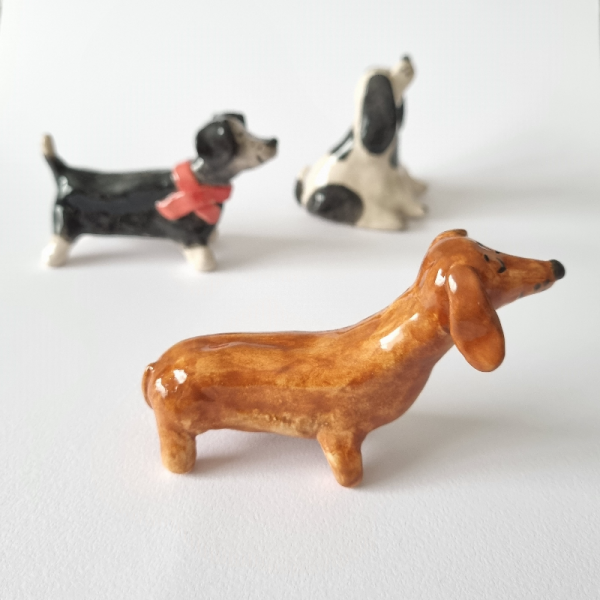 Köpek Figürü Seramik Üçlü Obje