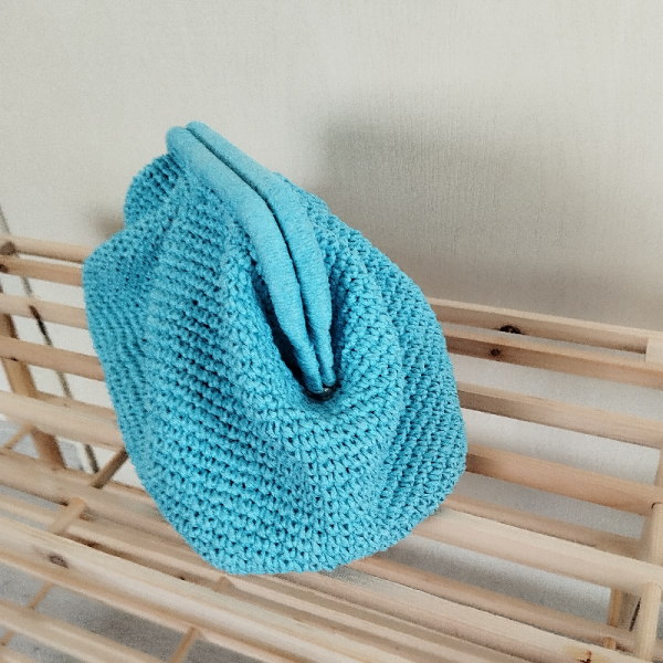 Mavi Kağıt İp Clutch Çanta