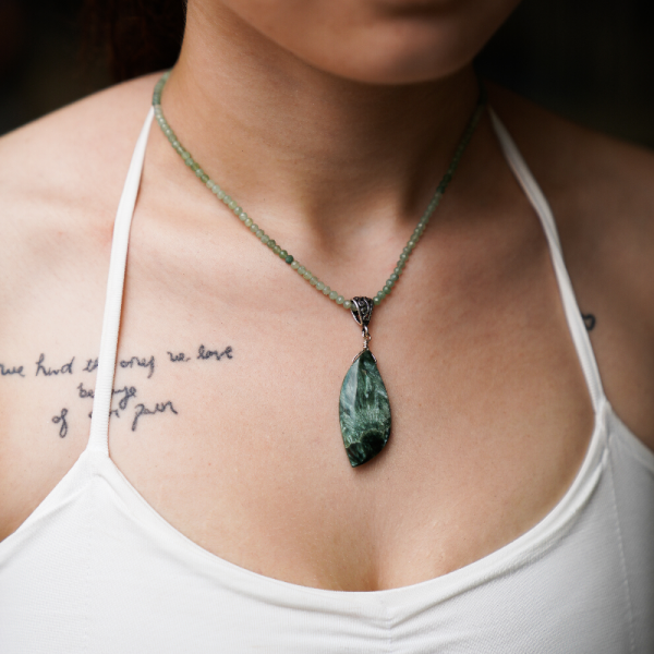 Seraphinite  With Sterling Silver Kolye Ucu.