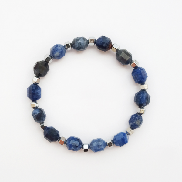 Özel Kesim Sodalit Ve Hematit Doğal Taş Bileklik- Balance Jewelry