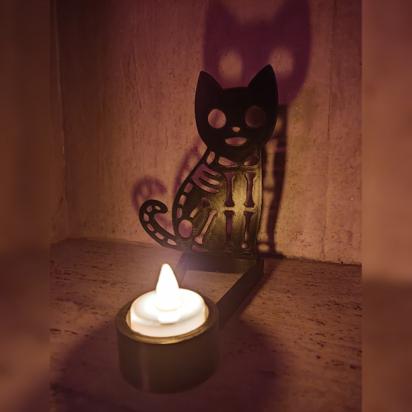 Kedi Gölge Yansıtmalı Tealightlık 
