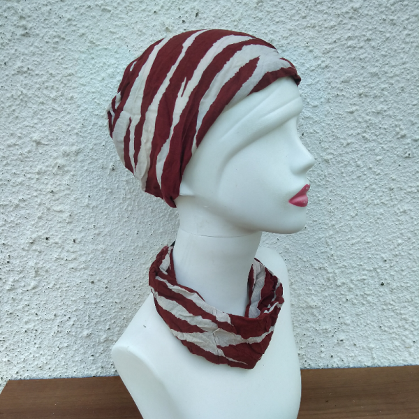 Mor Kemik  Desenli  Pamuklu Bürümcük Kumaş Paraşüt El Yapımı Saç Bandı Kolye Bandana Fular