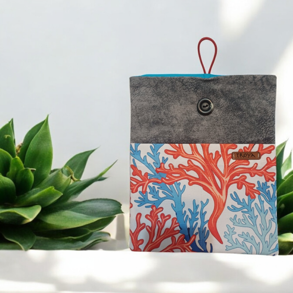 Kitap / Tablet / E-book Reader Kılıfı - Rengarenk Mercanlar / Gri Renk 
