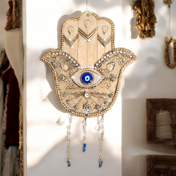 Altın Rölyef  Hamsa Duvar Dekorasyonu