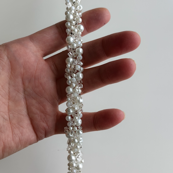 İncili Kristal Taşlı Gelin Tacı 