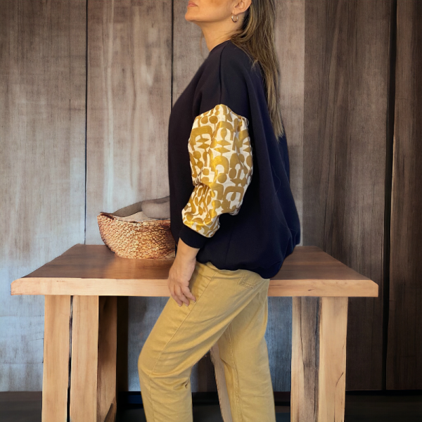 Koyu Lacivert Şardonlu Sweatshirt Harman