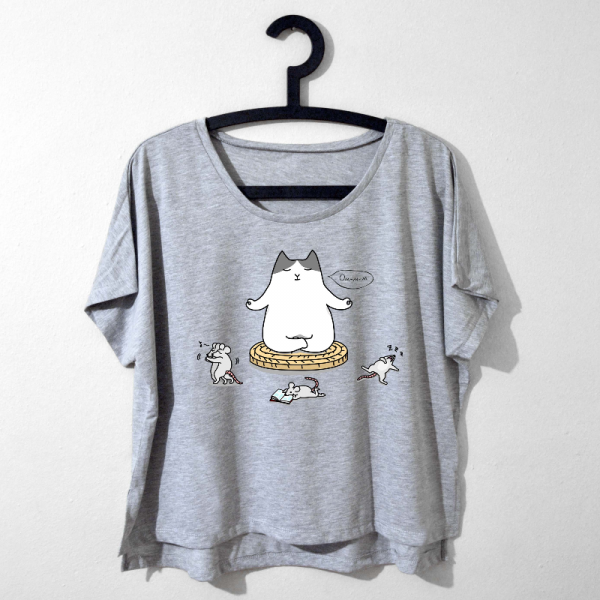 Ommm Yoga Cat - Salaş Tshirt ( (beyaz,gri,siyah Seçenekli)