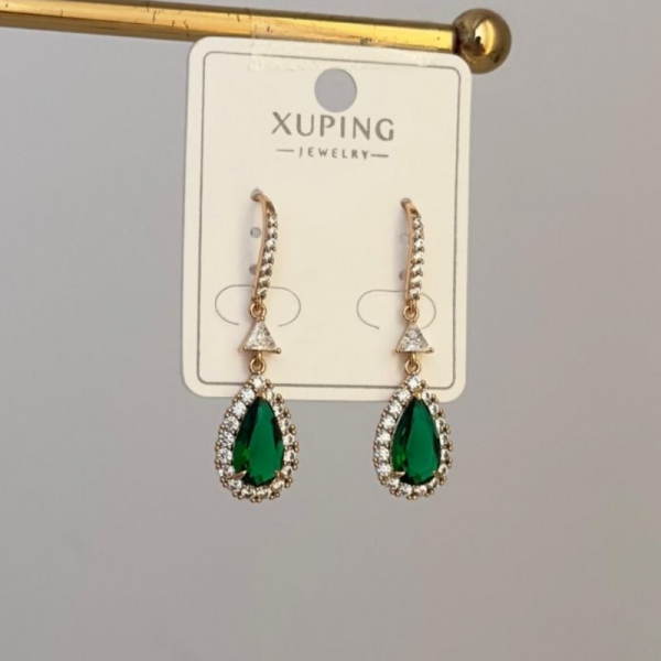 Xuping Vip Zümrüt Yeşili Damla Küpe