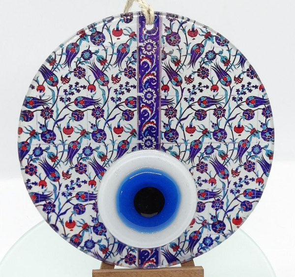 23cm Füzyon Cam Duvar Aksesuarı Selçuklu Desenli Nazarlık
