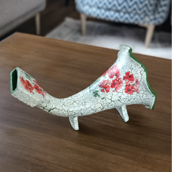 Küçük Boy Toprak Gramafon Sardunya Desenli 