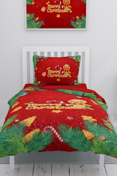 Monohome Yılbaşı Merry Christmas Tek Kişilik 3d Nevresim Takımı Pamuk Saten Cookie