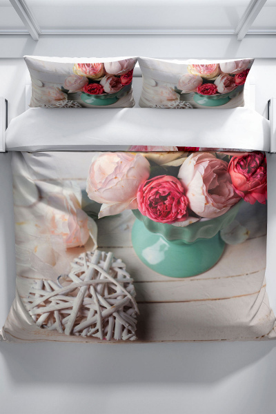 PerlaSera Rose Love 3D Pamuk Saten Çift Kişilik Nevresim Seti