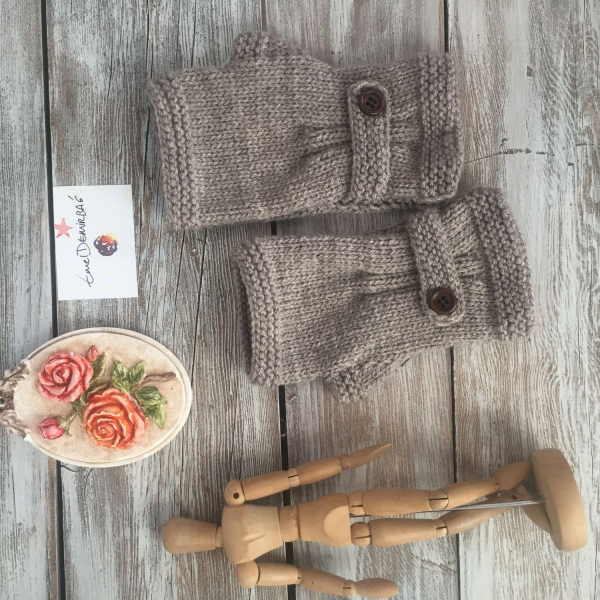 Bronz Kahve Düğmeli Eldiven. Unisex Eldiven