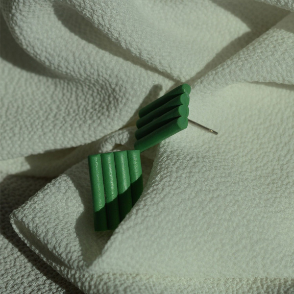 Lines | Mini Stud Küpe | Yeşil