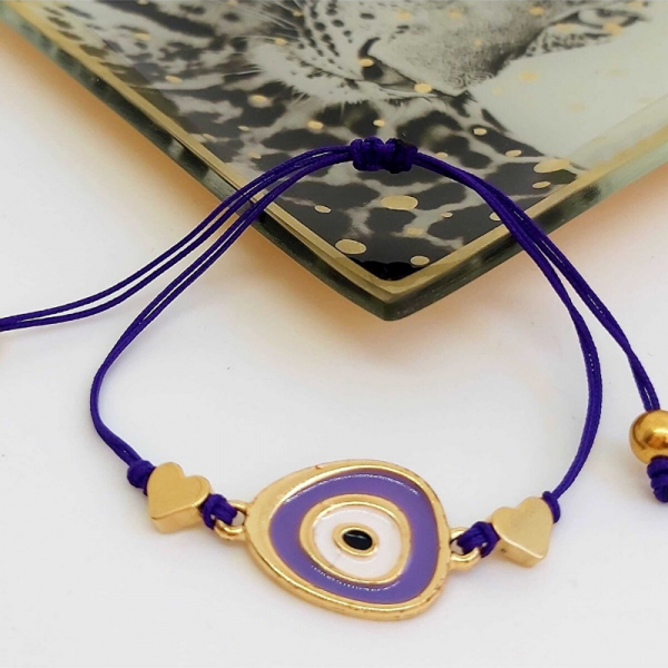 Asansör Bağcikli Pirinç Kaplama '' Nazar Boncuk '' Fi̇gürlü Bileklik Sa1451