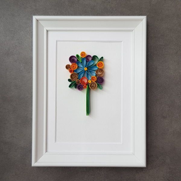 Çiçek Quilling Tablo Mavi