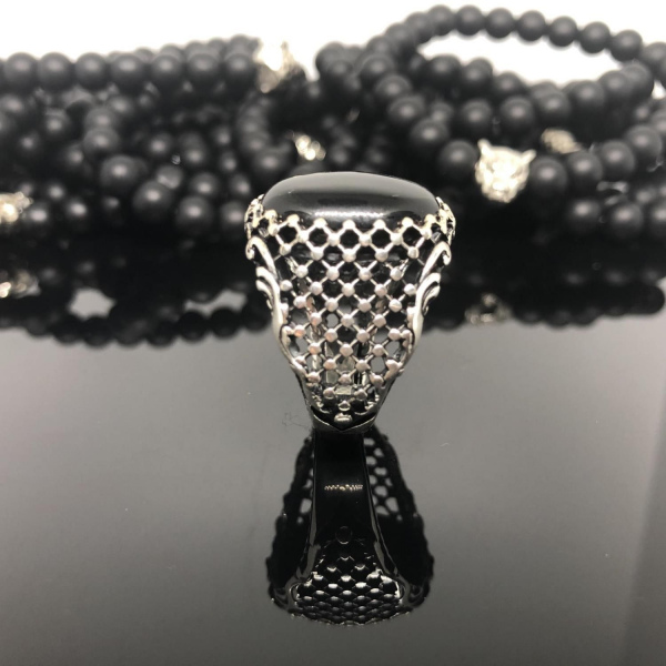 Onyx Taşlı 925k Gümüş Yüzük 