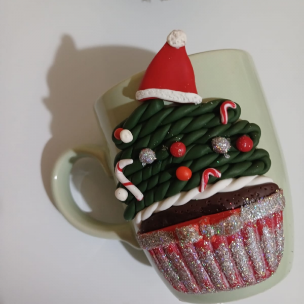 Yılbaşı Temalı  Polimer Kil Kupa Cup Cake 