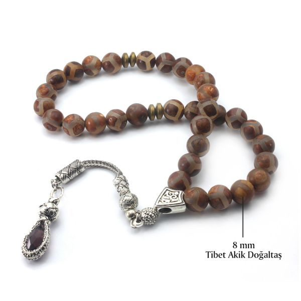 8 mm Tibet Akik Doğal Taş Tesbih