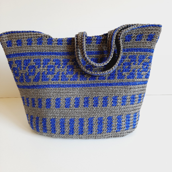 Elchandmade Gri Desenli Wayuu Tığ İşi Çanta
