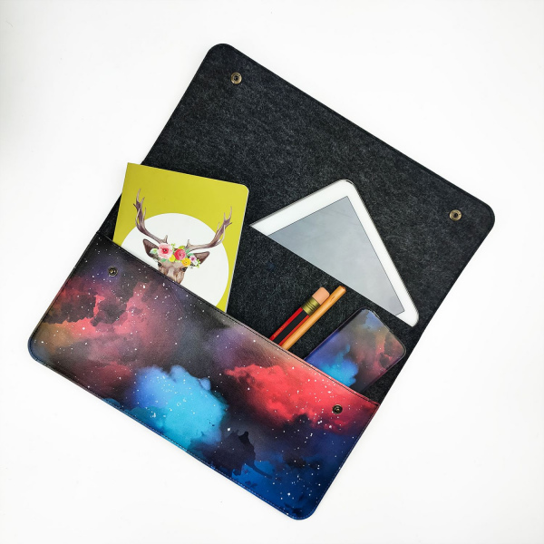 Misingpiece 13 İnç Kozmik Bulut Baskılı  Laptop Ve  Tablet  Kılıfı  Evrak Çantası