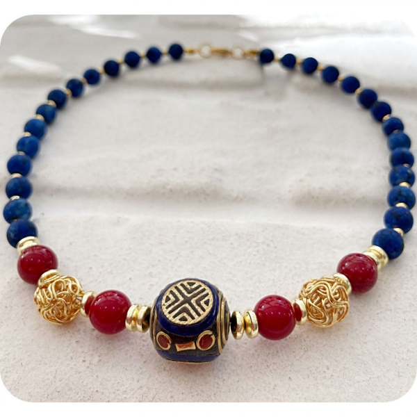 Lapis Nepal Kısa Kolye