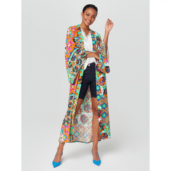 Alleggria Olivia Renkli Çiçek Desenli Kimono E64816