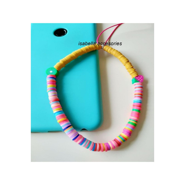 Fimo Boncuk Meyve Detaylı Telefon Askısı, Telefon Aksesuarı Phone Charm